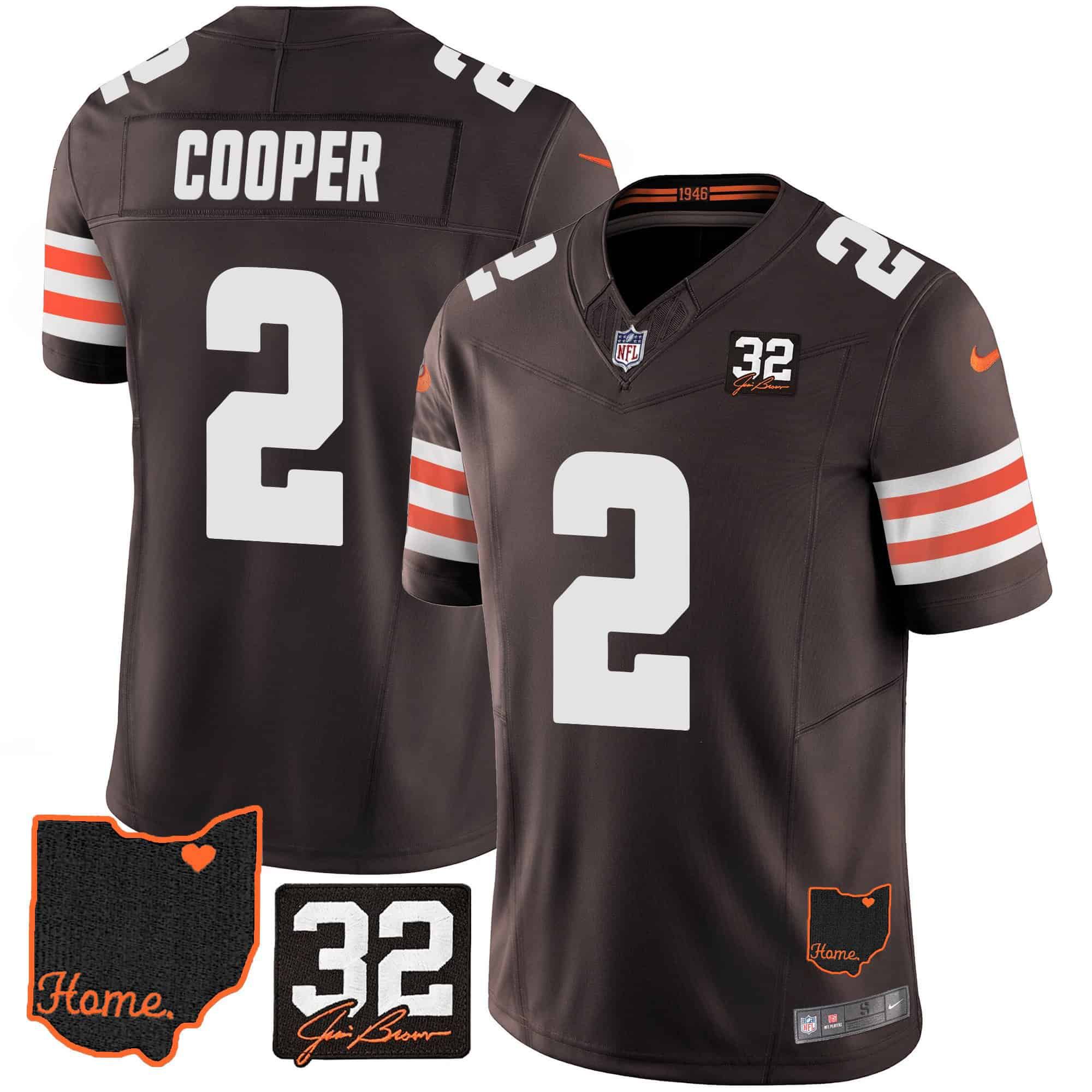 Men Cleveland Browns #2 Cooper Brown Memorial Home Patch 2024 Nike NFL Jersey style 1->indianapolis colts->NFL Jersey